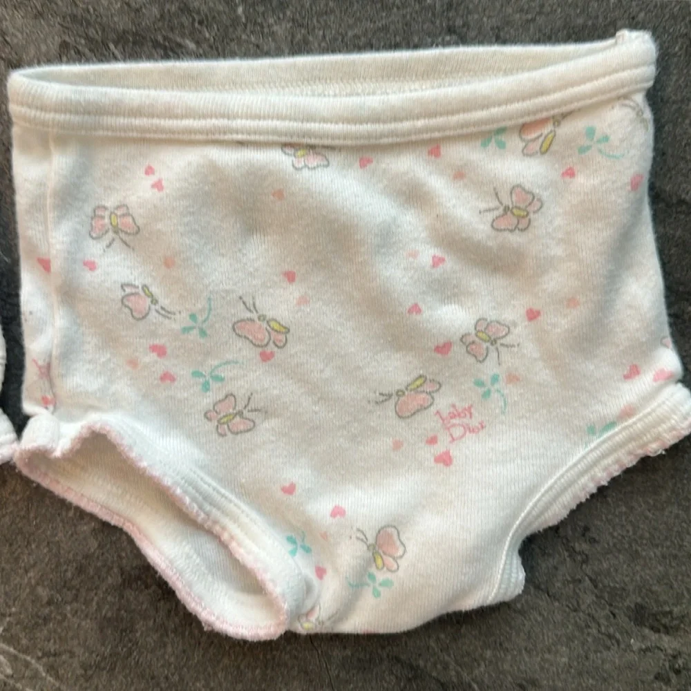Vintage 90s Baby Dior White and Pink Patterned Underwear